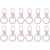 PATIKIL 12 Pcs Lobster Claw Clasp, Colorful Metal Keychain Clasp Swivel Hooks with Spring Key Rings Trigger Clips for Bag Door Key Chains DIY Craft Jewelry Making, Donut Light Pink
