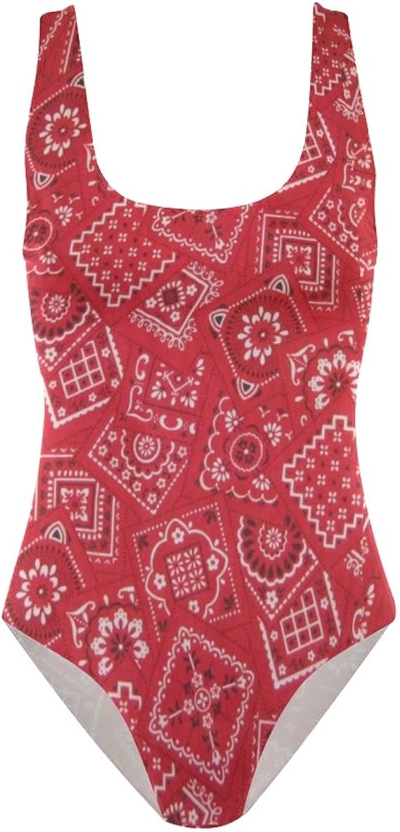 red bandana bathing suit