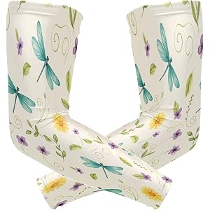 Bulletgxll Dragonflies Small Flowers Arm Sleeves for Men Women, UV Sun Protection Arm Sleeves, Cooling Compression Sleeves fo