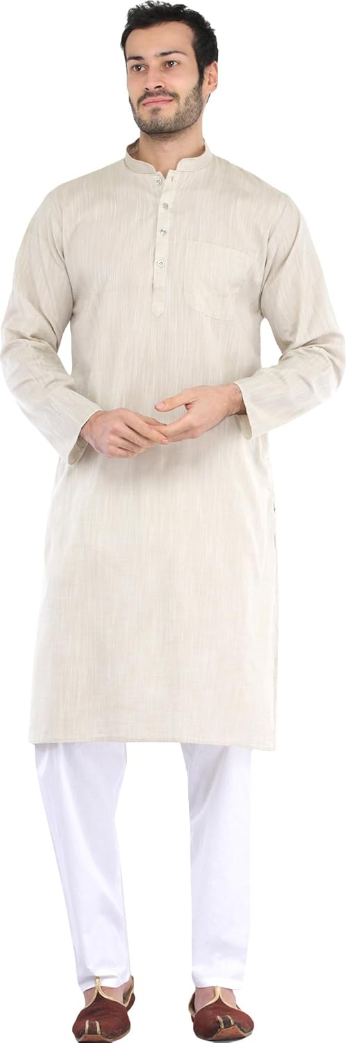 exotic india plain khadi kurta with white pyjama set