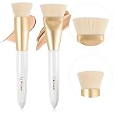 Ducare Foundation Bursh and Contour Brush Makeup Brushes Set 2Pcs | Premium Flat Top Kabuki Contouring Brush For Blending &amp; Buffing Fluffy Large Makeup Brush With Soft Synthetic Bristles