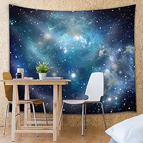 Shades of Blue Galaxies - Fabric Tapestry, Home Decor - 51x60 inches