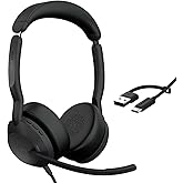 Jabra Evolve2 50 Wired Dual-Ear Headset - Noise Cancelling Headphones, Bluetooth Headset for Work with Noise Cancelling Microphones, Goes with Online Meeting Platforms Like Zoom & Google, Black