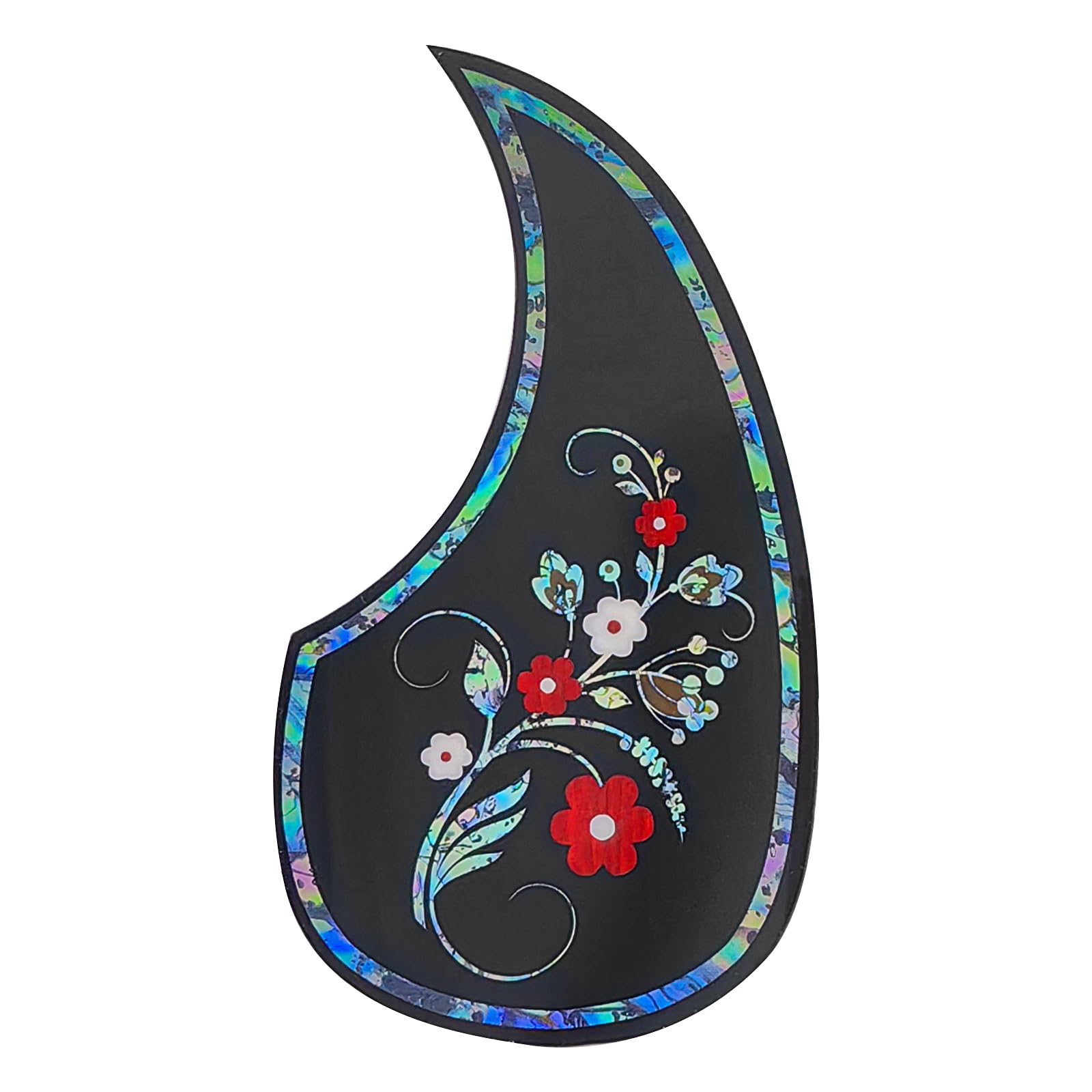 Musiin Folk acoustic guitar pickguard, strumming and anti-scratch, classic floral drop-shaped pickguard, suitable for 41'' guitar (black)