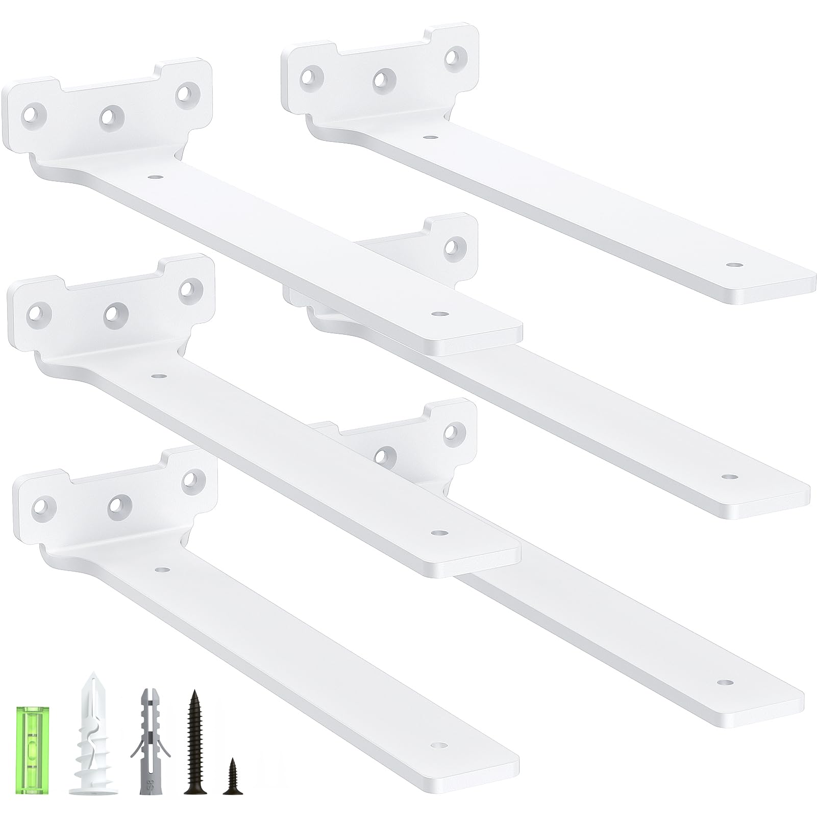 Yeabett Shelf Brackets, 6 Pack Right Angle Floating Shelf Brackets 25cm, 70kg Load Capacity, White