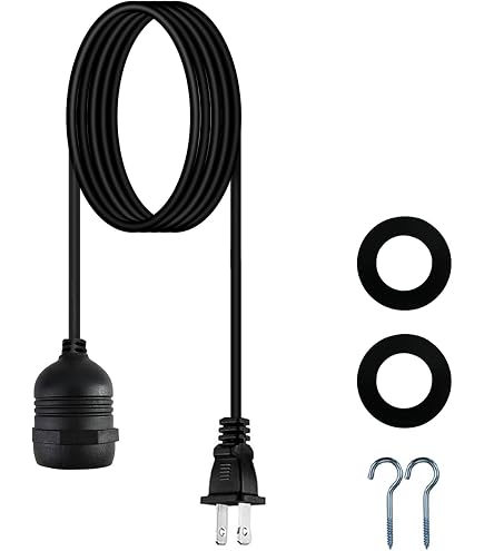 20ft Pendant Light Cord With E26 Socket & On/Off Switch – Plug-in Hanging Bulb Kit (No Bulb)