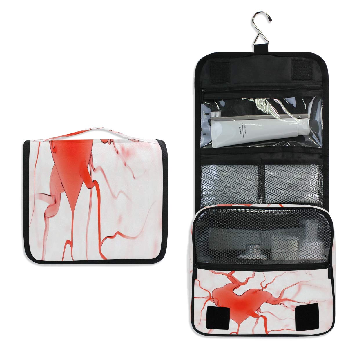 Hanging Toiletry Bag, Marvellous Heart Background Waterproof Quilted Wash Gargle Bag Portable Travel Bathroom Shower Bags Deluxe Large Makeup Brush Case Capacity Pouch for Men and Woman