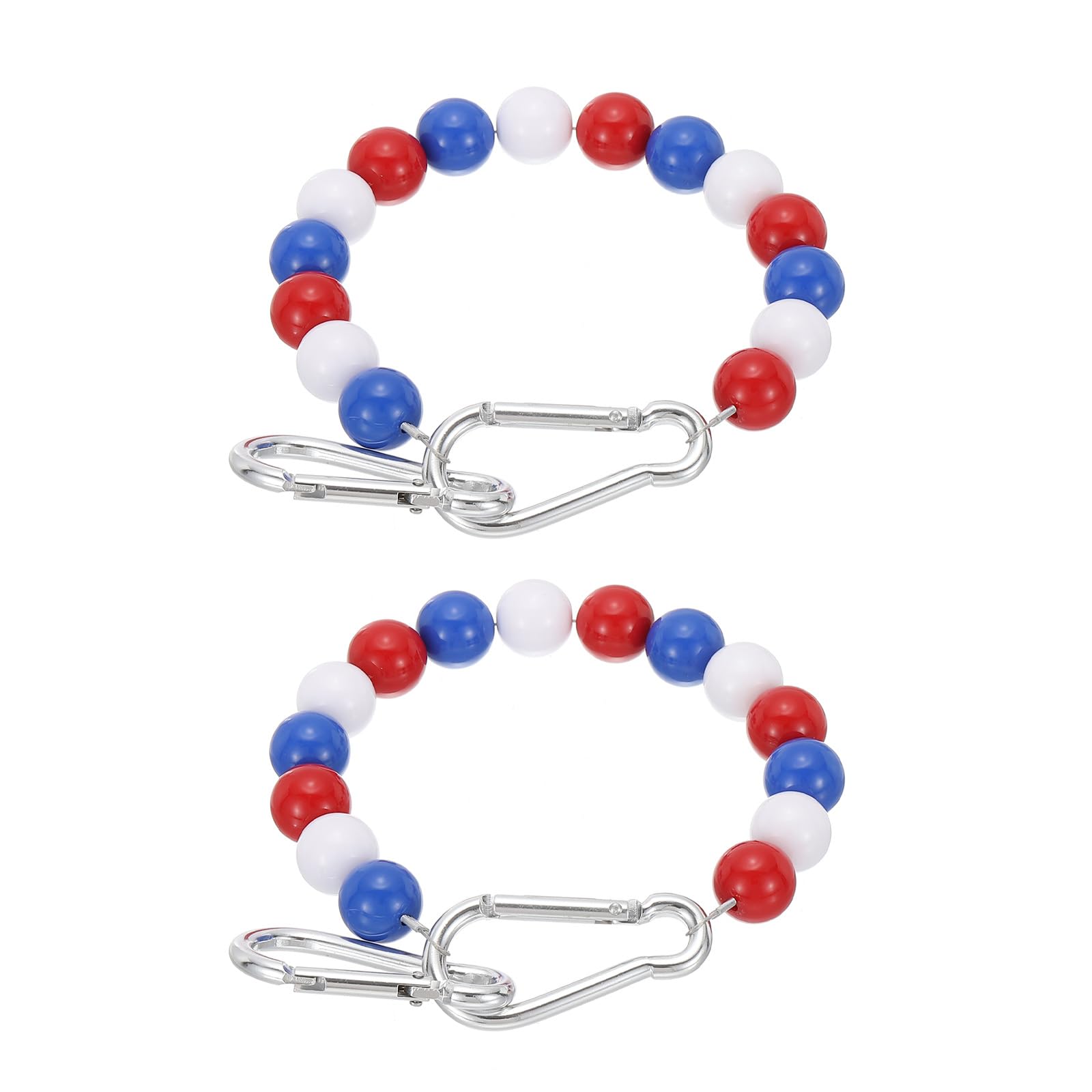 PATIKIL Flagpole Retainer Ring Flag Pole Accessories, 2Pcs Flag Beaded Mount Ring Keep Flag Close to Pole Weight with Stainless Steel Cable for Indoor Outdoor Flagpole,Red/White/Blue, 2.8"