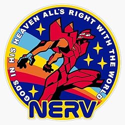 Nerv NASA Rainbow Vintage Retro Evangelion Button