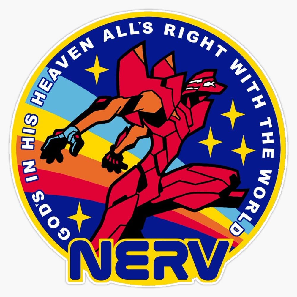 Nerv NASA Rainbow Vintage Retro Evangelion Button