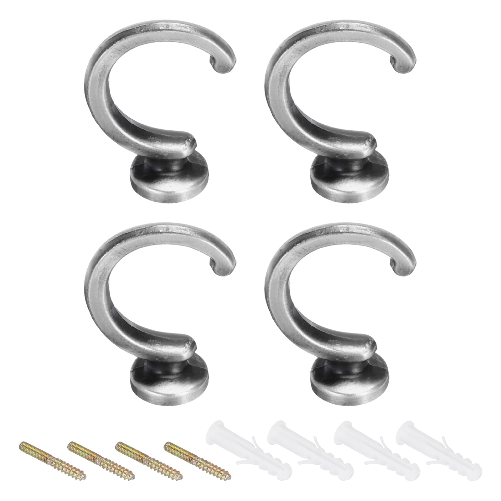 PATIKIL Curtain Holdback, 4 Pack Wall Mounted Curtain Tiebacks Screw Hooks Hanger for Drapery Clothes Coats Towels Hats Accessories, Silver