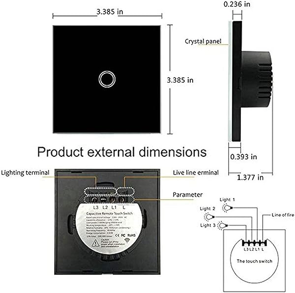 BCDL Panel de Vidrio Ajustable Interruptor tctil de la UE LED Light Light STARTE Light SHIRTOS NO Hay Neutral REQUERIDO 220V 1 GAND Smart Switch 1114 Color 2 Gang White