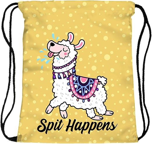 Hanessa Jutebeutel Lama mit Spruch gelbgepunktet mit lustigem