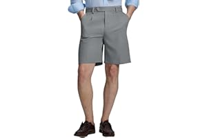 Susclude Mens Pleated Dress Shorts Old Money Classic Fit 8'' Golf Casual Elastic Waist Chino Vintage Shorts