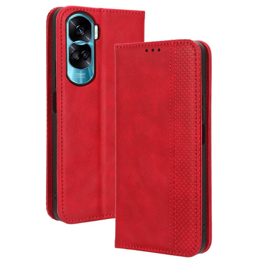 COMAKU Compatible with Case for Honor 90 Lite, Full Cover Protection Wallet Phone Case - Red