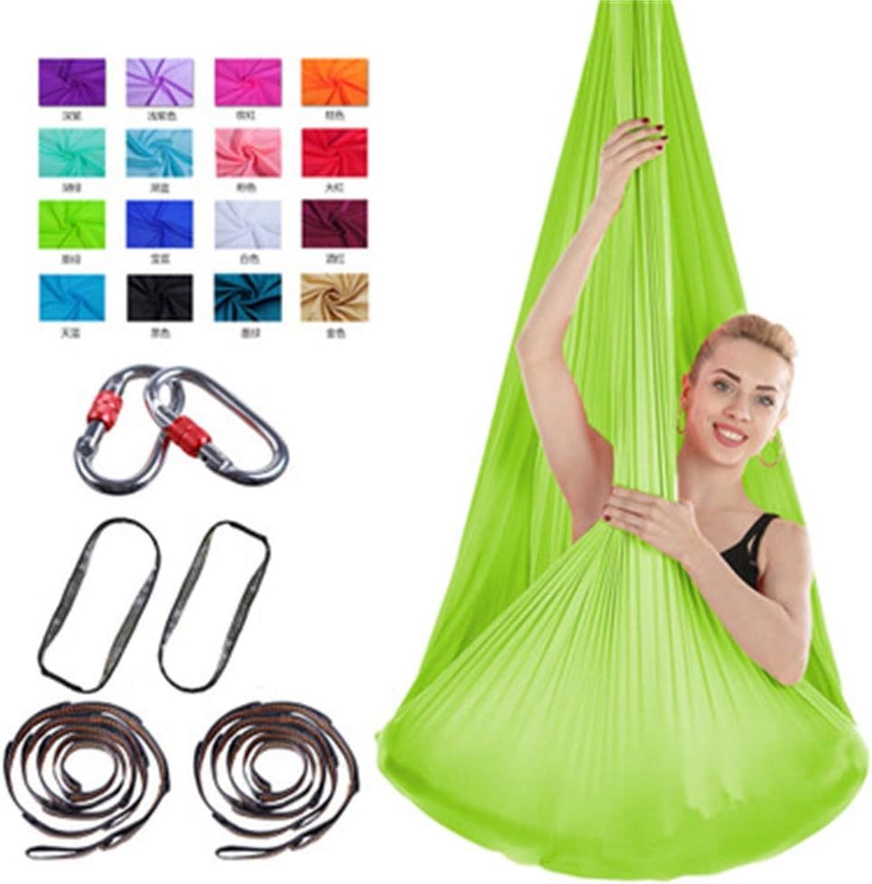 JOOEE Aerial Yoga Hammock Kit Premium Aerial Silk Yoga Swing for Antigravity Yoga, Inversion Exercises, Improved Flexibility & Core Strength Extension Straps, Carabiners Yoga Trapeze