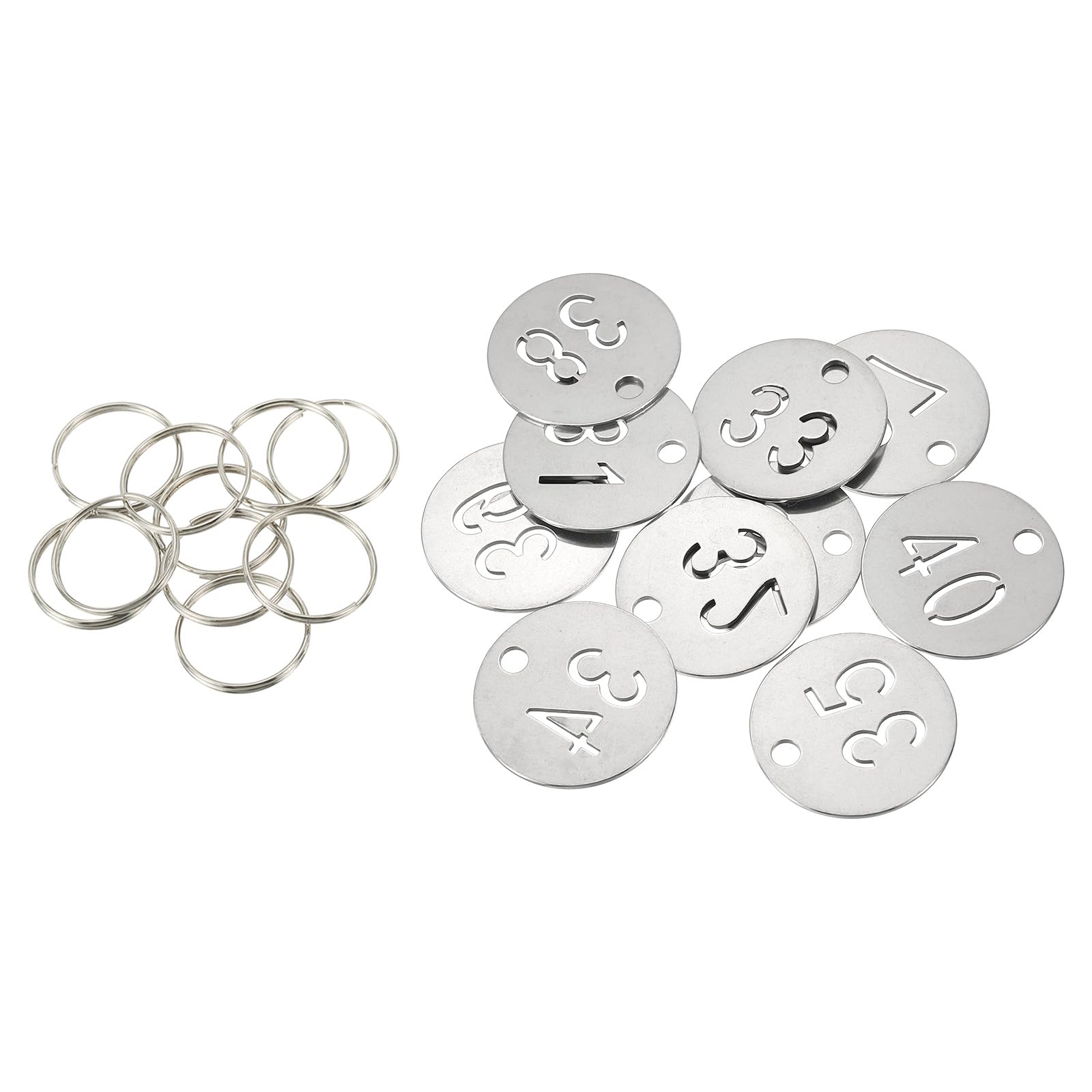 PATIKIL Number Key Tag, 30mm Stainless Steel 31-40 Number ID Tags Keychain Hollowed Numbered Key Tags with Rings Identifiers Keys Label for Dormitory Keys House Lockers