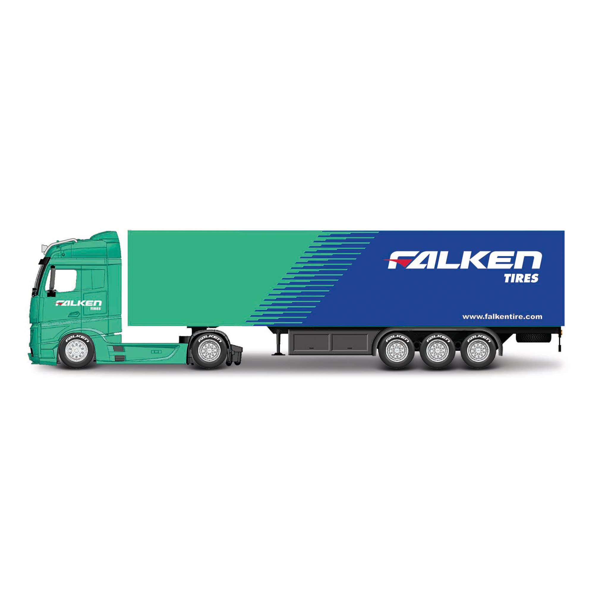 Bburago STREET FIRE HAULERS WITH TRAILER Die-Cast Truck - M-B ACTROS GIGASPACE FALKEN - 1:43 Scale - Collectible Toy, Assorted Designs and Colours