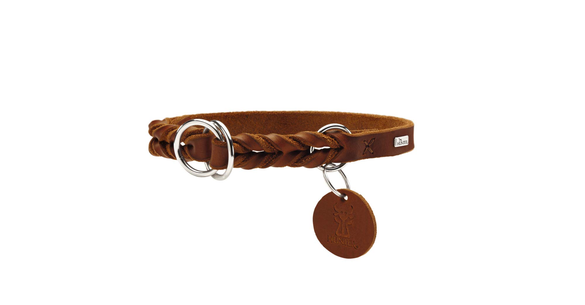 HUNTER SOLID EDUCATION training collar for dogs, leather, soft, non-slip, 45-50 (M-L), cognac