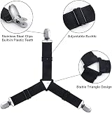 ZGTS 4 PCS Adjustable Bed Sheet Clips with Elastic Straps - Black view 3
