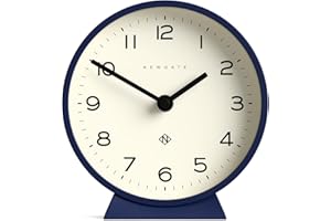 NEWGATE® M Mantel Echo Desk Clock | Modern Round Design | Navy Blue | Easy to Read Numbers | Contemporary Style for Desk, Table, Shelf or Bedside