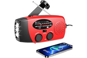 LICAEVEY Emergency Radio, NOAA Weather Alert, LED Flashlight, 3 Power Source Emergency Radio Hand Crank, Solar and Battery Po