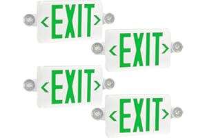 OSTEK 4 Pack Green LED Exit Sign with Emergency Lights, Two LED Adjustable Head Emergency Exit Lights with Battery Backup, Dual LED Lamp ABS Fire Resistance UL-Listed 120-277V (4)