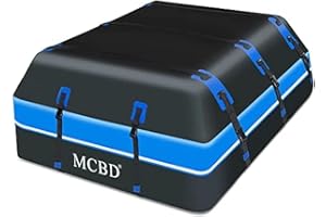 MCBD Rooftop Cargo Carrier, 26 Cubic Feet Soft-Shell Waterproof Car Roof Luggage Bag for All Vehicles SUV with/Without Rails, Includes 10 Reinforced Straps 6 Door Hooks Suitable, Storage Bag,Anti-Slip Mat