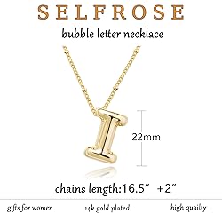 SELFROSE Bubble Letter Necklace for Women,Chunky