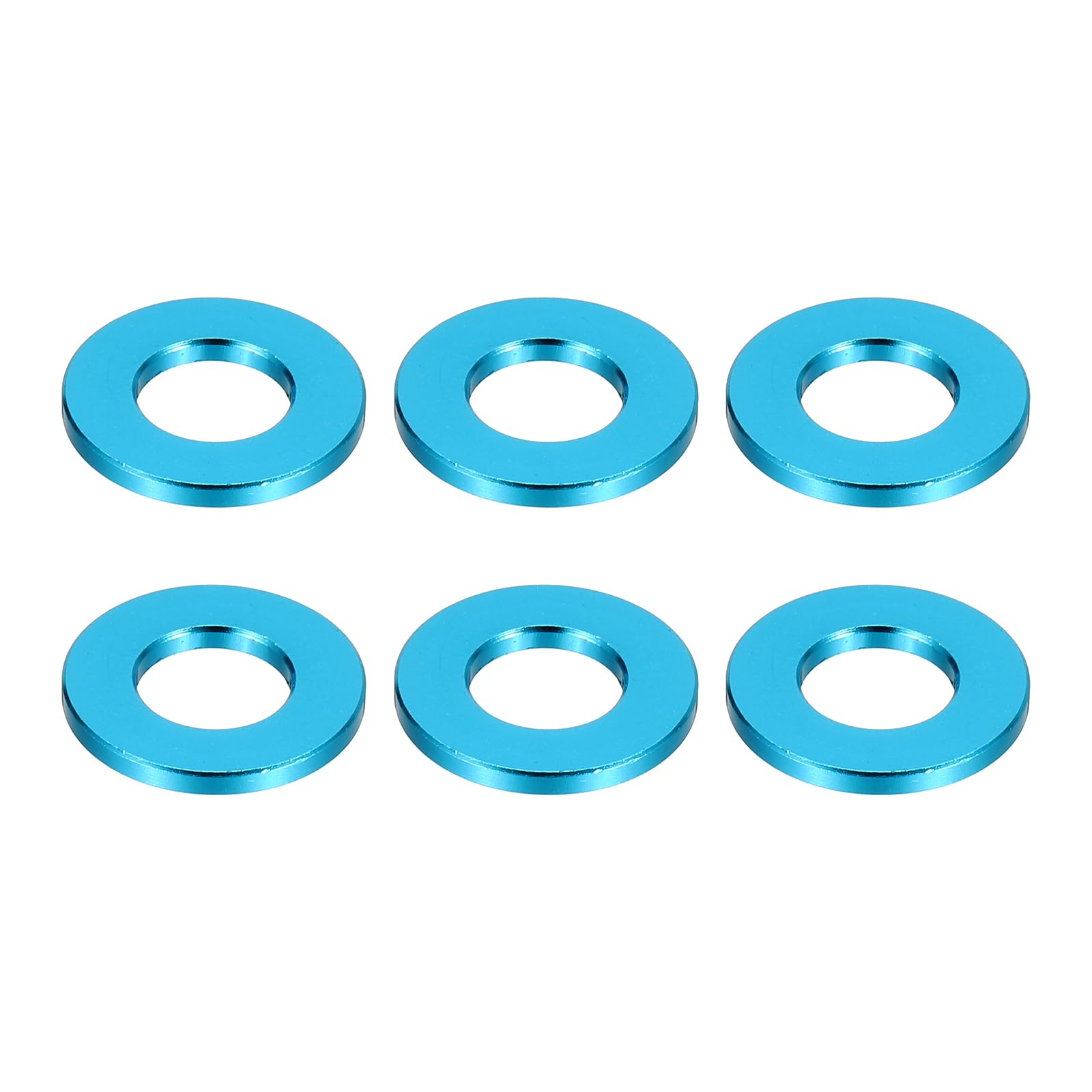 PATIKIL M10 Aluminum Spacers, 6 Pcs Metal Spacers Aluminum 10.5mm ID x 20mm OD x 2mm L Aluminum Spacer Screw Standoff Round for 2/5" or M10 Screw Bolts, Blue