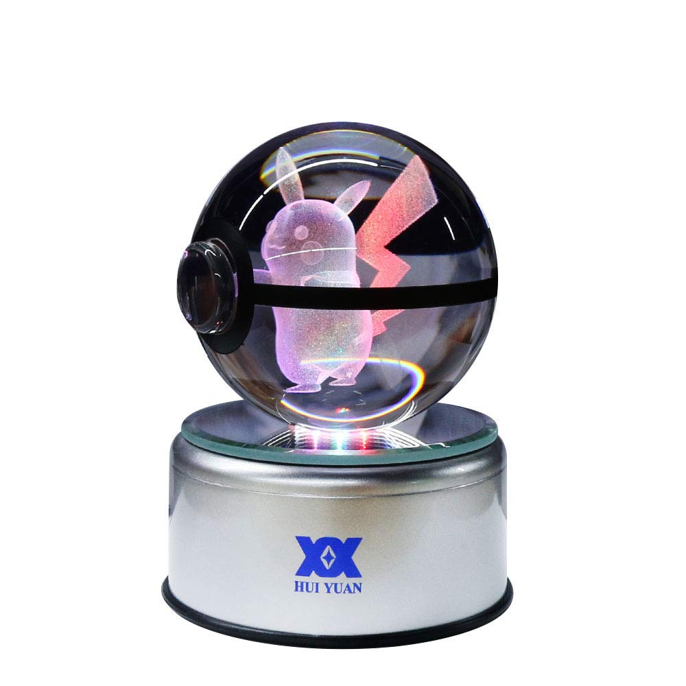Pokemon Crystal Ball Fancy Led Lighting And Spinning Primary Base Advance 3d Laser Engraving Valentine Childrens Gift Pikachu