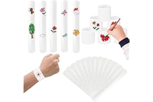 Reaindeer 60PCS White Slap Bracelet Blank Snap Bracelet Wristband,DIY Loot Goody Goodie Bag Fillers Items Birthday Party Favo