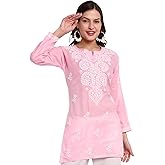 Ada Hand Embroidered Chikankari Indian Cotton Top Tunic Blouse for Women A911344
