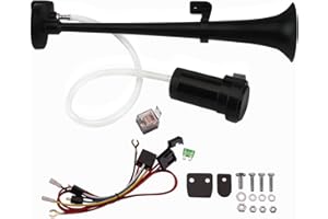 AOLIHAN Train Horn for Truck, Super Loud Car Horn 150DB 12V, 18" Single Trumpe Air Horn for Car Truck Train Motorcycle Boat (black single tube horn with wire, 12v)