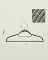 SONGMICS Velvet Hangers 100 Pack Non-Slip 0.6 cm Thick 43.5 cm Grey CRF100V view 5
