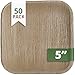 CaterEco Square Palm Leaf Plates Set (50 Pack) | Appetizer or Dessert Plates | Ecofriendly Disposable Dinnerware | Heavy Duty Biodegradable Party Utensils for Wedding, Camping & More