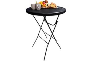 GUAGUA 32" Round Plastic Folding High Top Table - Versatile Bar, Cocktail & Portable Pub Table for Parties, Bistro & Events (Black)