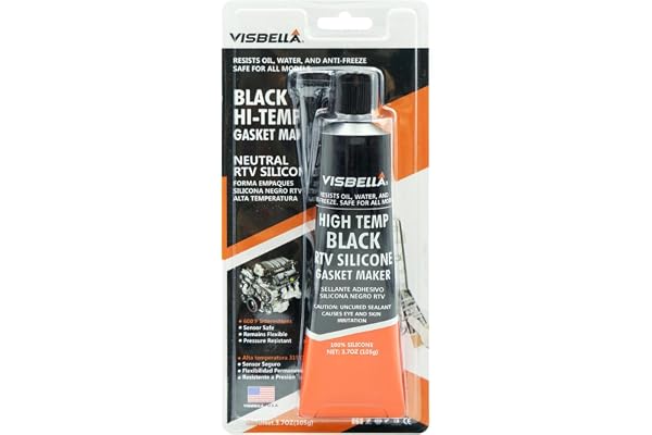 Visbella High Temperature RTV Silicone Gasket Maker, Sealed Oil Resistant Waterproof Quick Dry Liquid for Bonding Internal Combustion, Steam Turbines, Automotive Engine Parts 3.7OZ (Black)
