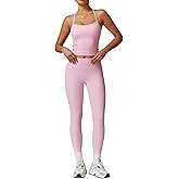 ABOCIW Workout Sets for Women 2 Piece Padded Sports Bra Tank Top High Waist Leggings Sets Gym Yoga Work Out Clothes