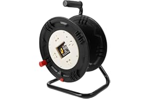 INOOMP 30m Plastic Extension Cord Reel Black Cord Spool Wire Storage Organizer Electric Cable Holder for Outdoor Use