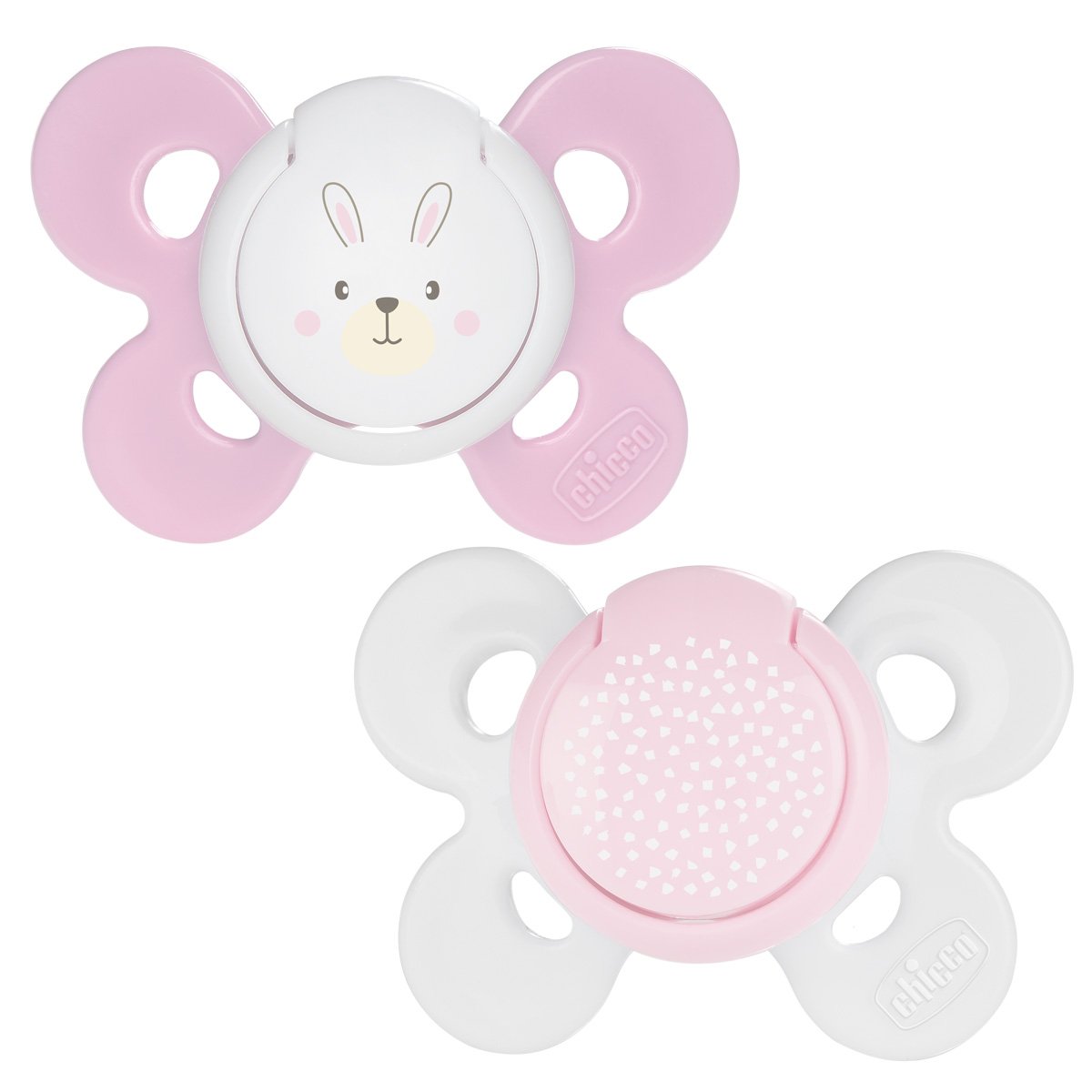 Chicco Physio Comfort 2 Silicone Soothers 0-6 Months - Pink Satin Stitch and Brown Dog