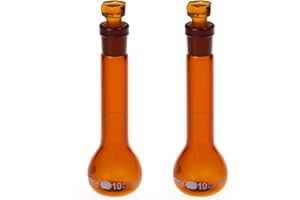 ALWSCI 10 ML Volumetric Measuring Flask Set NS10/13 Glass Stopper, Amber, Graduated, ASTM Class A Borosilicate Glass 3.3 for Laboratory, 2 PCS