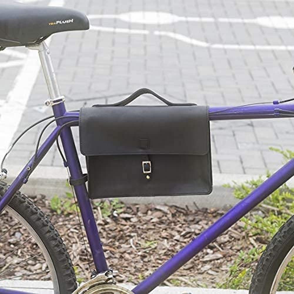 London Craftwork Classic Frame Satchel Bag for Bicycle Bike Genuine Leather Black Bike Bag Satch-BL
