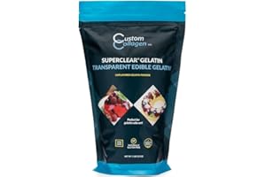 CUSTOM COLLAGEN SuperClear Gelatin Powder (Grenetine) - 300 Bloom Food Grade Gelatin for Cake Art, Dessert Molds - Edible, Unflavored, Ko Kosher - 2 lb. Resealable Pouch