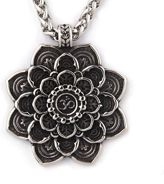 Amazon Gungneer 曼荼羅オーム ネックレス 蓮の花 ジュエリー メンズ レディース ステンレススチール チャーム ヒンドゥー教 チェーン 瞑想シンボル ネックレス 通販