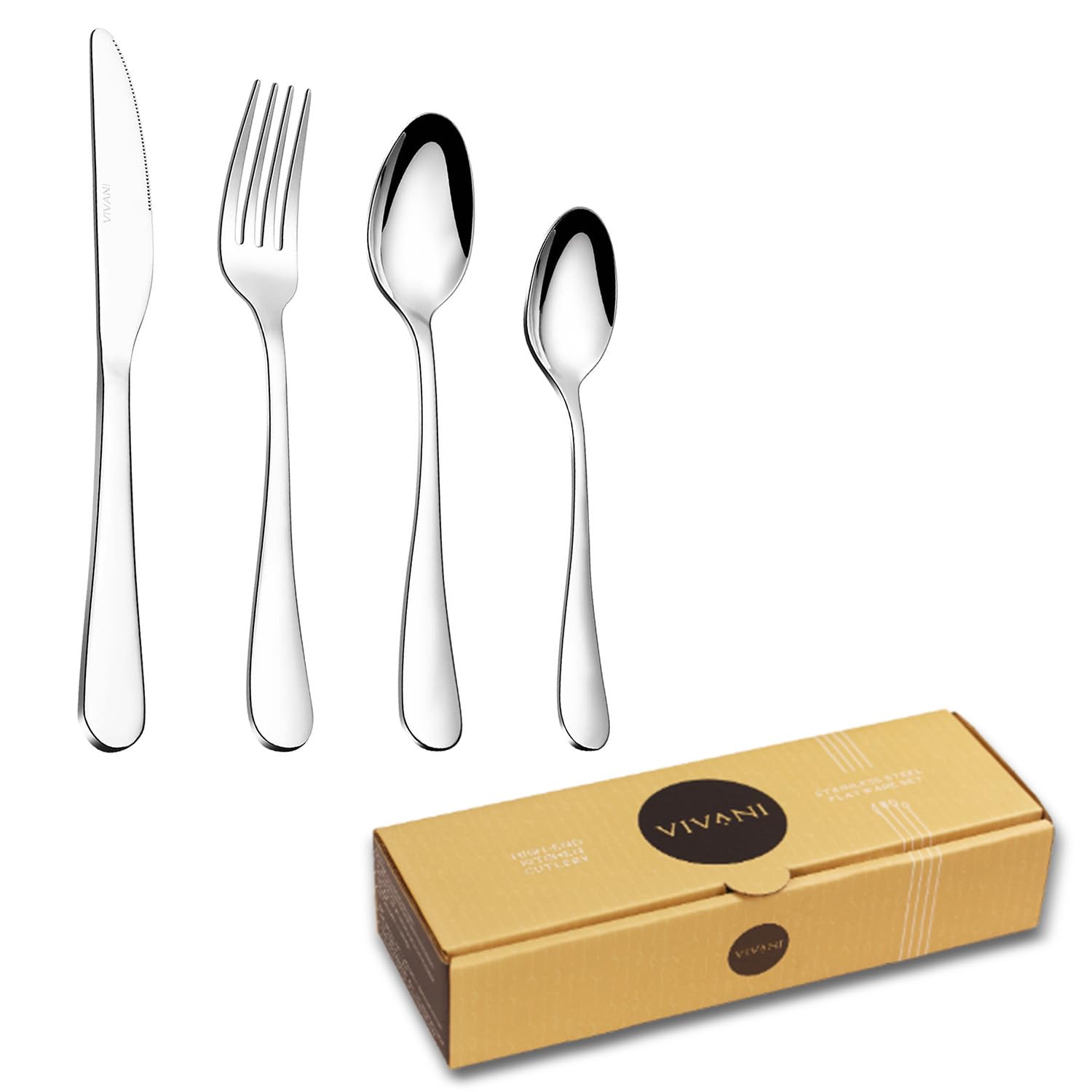 VIVANI 16 Piece Silverware Set for 4, Premium