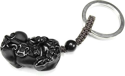 Amazon Co Jp 石街 天然石 ヒキュウ 彫り キーホルダー a フロスト オブシディアン 中大型 まよけ ジュエリー