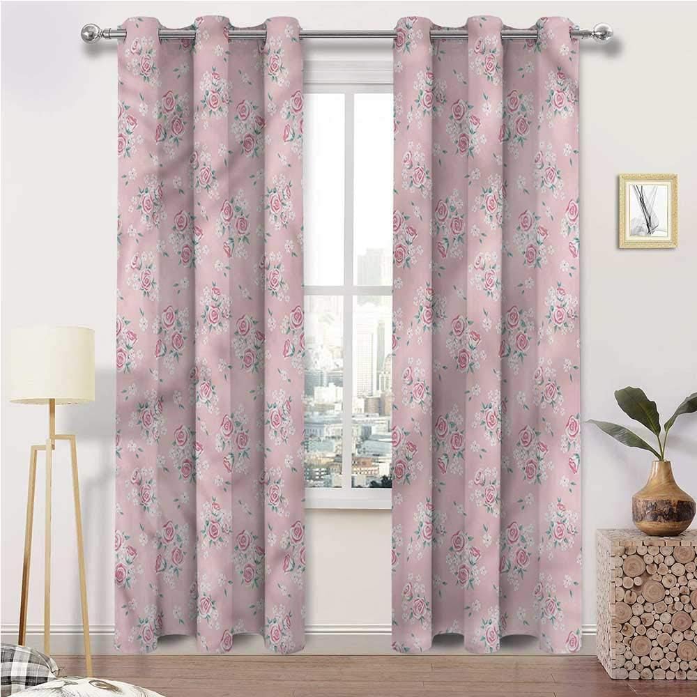 prunushome Pink Window Curtain Little Roses Lilacs Artwork