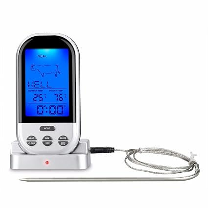 World2home Digital Meat Thermometer Wireless Food Cooking Bbq Thermometer Lcd Barbecue Timer Probe Temperature Gauge Kitchen Cooking Tools
