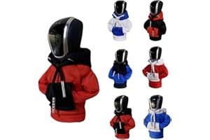 Oanruyan Car Gear Shift Cover,Car Shift Knob Hoodie,Funny Fashionable Winter Warm Gear Shift Knob Cover Sweater Shirt,Auto Interior Universal Car Decor Accessories Decorations Gift (Red and Black)